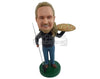 Custom Bobblehead cool pool master ordering a delicious pizza while playing - Sports & Hobbies Gambling Personalized Bobblehead & Action Figure