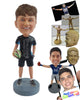 Custom Bobblehead Rugby fan holdng a ball with one hand inside shorts pocket - Sports & Hobbies Football Personalized Bobblehead & Action Figure