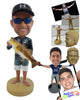 Custom Bobblehead Cool fisherman wearing nice clothing and shorts holding fish with both hands - Sports & Hobbies Fishing Personalized Bobblehead & Action Figure