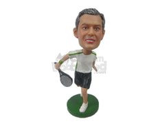 Custom Bobblehead Male Tennis Player About To Win The Tournament - Sports & Hobbies Tennis Personalized Bobblehead & Cake Topper