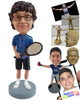 Custom Bobblehead Sporty looking tennis player wearing a t-shirt and shorts - Sports & Hobbies Tennis Personalized Bobblehead & Action Figure