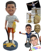 Custom Bobblehead Skinny Kid catching a lot of fish with a stick - Sports & Hobbies Fishing Personalized Bobblehead & Action Figure