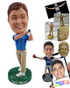 Custom Bobblehead Confident golfer wearing polo shirt and long pants hitting the ball faraway - Sports & Hobbies Golfing Personalized Bobblehead & Action Figure