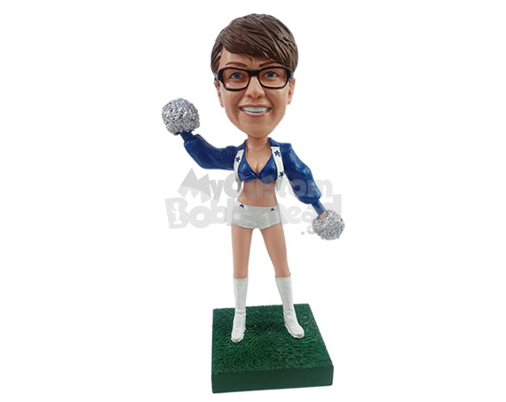 Custom Bobblehead Super cool chearleader having a great time with pompoms  - Sports & Hobbies Football Personalized Bobblehead & Action Figure