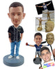 Custom Bobblehead Casual football fan with one hand inside pocket wearing a jersey and jeans - Sports & Hobbies Baseball & Softball Personalized Bobblehead & Action Figure