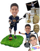 Custom Bobblehead Male lacrosse player having a good time with his uniform on stepping on his helmet - Sports & Hobbies Ice & Field Hockey Personalized Bobblehead & Action Figure