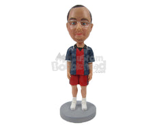 Custom Bobblehead Soccer Player Wearing Sporting Attire Ready To Take On The World - Sports & Hobbies Soccer Personalized Bobblehead & Cake Topper