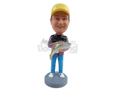 Custom Bobblehead Fisherman Holding A Big Fish - Sports & Hobbies