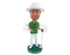 Custom Bobblehead Vacational golfer player wearing a nice Hawaiian shirt and pants holding a patch of grass - Sports & Hobbies Golfing Personalized Bobblehead & Action Figure