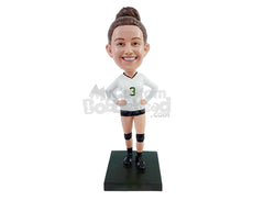 Custom Bobblehead Cheerful volleyball player ready to start game - Sports & Hobbies Volleyball Personalized Bobblehead & Action Figure