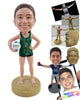 Custom Bobblehead Beach volleyball player with her ball under her arm ready to start game - Sports & Hobbies Volleyball Personalized Bobblehead & Action Figure