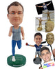 Custom Bobblehead Jovious male runner doing his daily exersize routine wearing a tank top and tights - Sports & Hobbies Running Personalized Bobblehead & Action Figure