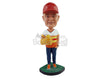 Custom Bobblehead Male baseball fan having a beer with a big glove ready for his teams game - Sports & Hobbies Baseball & Softball Personalized Bobblehead & Action Figure