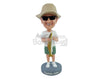 Custom Bobblehead Male fisherman holding a big fish wearing a t-shirt and cargo shorts and nice sneakers - Sports & Hobbies Fishing Personalized Bobblehead & Action Figure