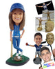Custom Bobblehead Female softball player leaning on a bat with crossed legs and one hand on the hip - Sports & Hobbies Baseball & Softball Personalized Bobblehead & Action Figure