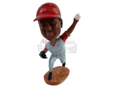 Custom Bobblehead Baseball Pitcher trowing the ball at a very high speed to his oponent - Sports & Hobbies Baseball & Softball Personalized Bobblehead & Action Figure