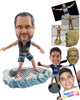 Custom Bobblehead Surfer dude having a good day wearing a life vest and swimshorts on the surfboard - Sports & Hobbies Surfing & Water Sports Personalized Bobblehead & Action Figure