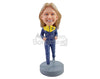 Custom Bobblehead Female runner wearing sweat clothes on a cold day - Sports & Hobbies Running Personalized Bobblehead & Action Figure