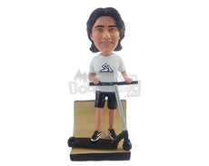 Custom Bobblehead Scooter champ ready to make some moves on the ramp wearing a t-shirt and shorts - Sports & Hobbies Skiing & Skating Personalized Bobblehead & Action Figure