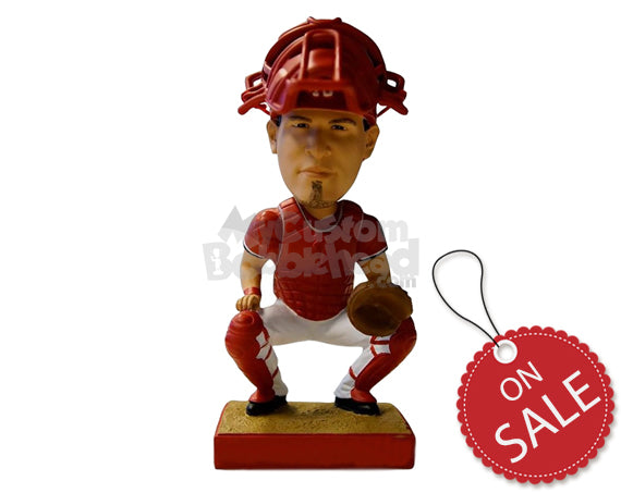 Custom Bobblehead Fearless Baseball Catcher About To Catch A Ball - Sports & Hobbies Baseball & Softball Personalized Bobblehead & Cake Topper
