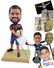 Custom Bobblehead Beach volleyball player dude hitting the ball and net wearing a t-shirt and shorts - Sports & Hobbies Volleyball Personalized Bobblehead & Action Figure