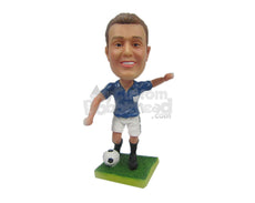 Custom Bobblehead Male Soccer Player Ready To Kick The Ball To Score Goals - Sports & Hobbies Soccer Personalized Bobblehead & Cake Topper
