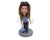 Custom Bobblehead Female Bowling Professional Player Throwing The Ball For A Perfect Game - Sports & Hobbies Bowling Personalized Bobblehead & Cake Topper