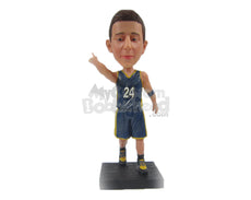 Custom Bobblehead Superstar Basketball Player Showing The Direction To Pass The Ball - Sports & Hobbies Basketball Personalized Bobblehead & Cake Topper