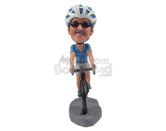 Custom Bobblehead Cool Dude On A Fast Race Road Bicycle - Sports & Hobbies Cycling Personalized Bobblehead & Cake Topper