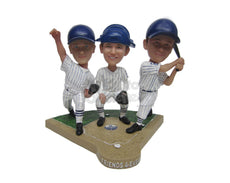 Custom Bobblehead Baseball Trio In Action - Sports & Hobbies Baseball & Softball Personalized Bobblehead & Cake Topper