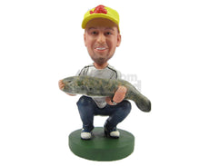 Custom Bobblehead Fisherman Dude Caught A Big Fish - Sports & Hobbies Fishing Personalized Bobblehead & Cake Topper