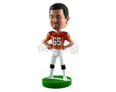 Custom Bobblehead Classic Football Player In Threatening Pose - Sports & Hobbies Football Personalized Bobblehead & Cake Topper
