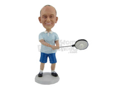 Custom Bobblehead Badminton Player In Action Shot Pose - Sports & Hobbies Tennis Personalized Bobblehead & Cake Topper