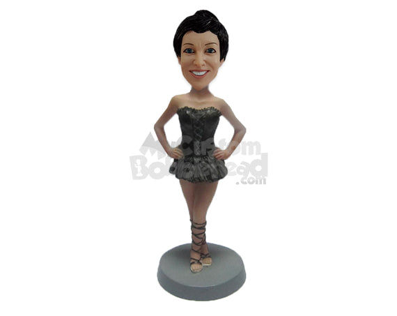 Custom Bobblehead Female Dancer Wearing A Sexy Dancing Outfit Ready To Dance - Sports & Hobbies Dancing Personalized Bobblehead & Cake Topper