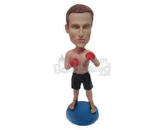 Custom Bobblehead Male Boxer Ready To Punch You Hard - Sports & Hobbies Boxing & Martial Arts Personalized Bobblehead & Cake Topper