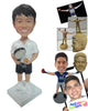 Custom Bobblehead Boy With Tennis Racket And Ball Ready To Play His First Competitive Match - Sports & Hobbies Tennis Personalized Bobblehead & Cake Topper