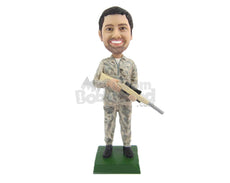 Custom Bobblehead Male Hunter With A Riffle Ready To Hunt Something Big - Sports & Hobbies Hunting & Outdoors Personalized Bobblehead & Cake Topper