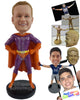 Custom Bobblehead Superhero In Action Costume And Long Cape - Super Heroes & Movies Super Heroes Personalized Bobblehead & Cake Topper
