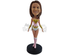 Custom Bobblehead Gorgeous Female Superhero In Action Costume And High Boots - Super Heroes & Movies Super Heroes Personalized Bobblehead & Cake Topper