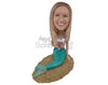 Custom Bobblehead Girl In Mermaid Costume With A Glass Of Wine - Super Heroes & Movies Movie Characters Personalized Bobblehead & Cake Topper