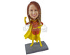 Custom Bobblehead Girl In Super Woman Costume Showing Her Muscle - Super Heroes & Movies Super Heroes Personalized Bobblehead & Cake Topper