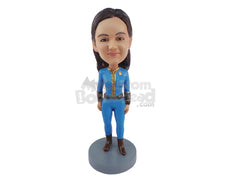 Custom Bobblehead Woman Wearing A Sharp Costume With Long Boots - Super Heroes & Movies Movie Characters Personalized Bobblehead & Cake Topper