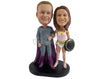 Custom Bobblehead Couple Dressed As The Most Powerful Superheroes - Super Heroes & Movies Movie Characters Personalized Bobblehead & Cake Topper