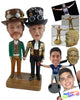Custom Bobblehead Couple Dressed As Inventors From The Past With Tall Hats And Are Holding Hands - Super Heroes & Movies Movie Characters Personalized Bobblehead & Cake Topper