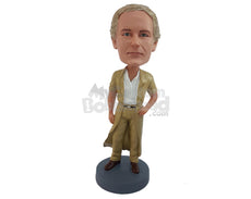 Custom Bobblehead Dangerously looking fella with 1 hand on hip wearing a long suspicous coat - Super Heroes & Movies Movie Characters Personalized Bobblehead & Action Figure