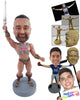 Custom Bobblehead Strong and muscular warrior holding a sword up high to receive his powers - Super Heroes & Movies Movie Characters Personalized Bobblehead & Action Figure