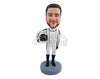 Custom Bobblehead High tech Space ship crew manber wearing his cool suit with a helmet on the side - Super Heroes & Movies Movie Characters Personalized Bobblehead & Action Figure