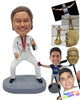 Custom Bobblehead Famous singer on a funny open legged pose singing with his mic wearing a classical outfit - Super Heroes & Movies Movie Characters Personalized Bobblehead & Action Figure