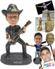 Custom Bobblehead Rockstar Pal Playing His Guitar In Casual Attire - Musicians & Arts Strings Instruments Personalized Bobblehead & Cake Topper