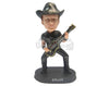 Custom Bobblehead Rockstar Pal Playing His Guitar In Casual Attire - Musicians & Arts Strings Instruments Personalized Bobblehead & Cake Topper